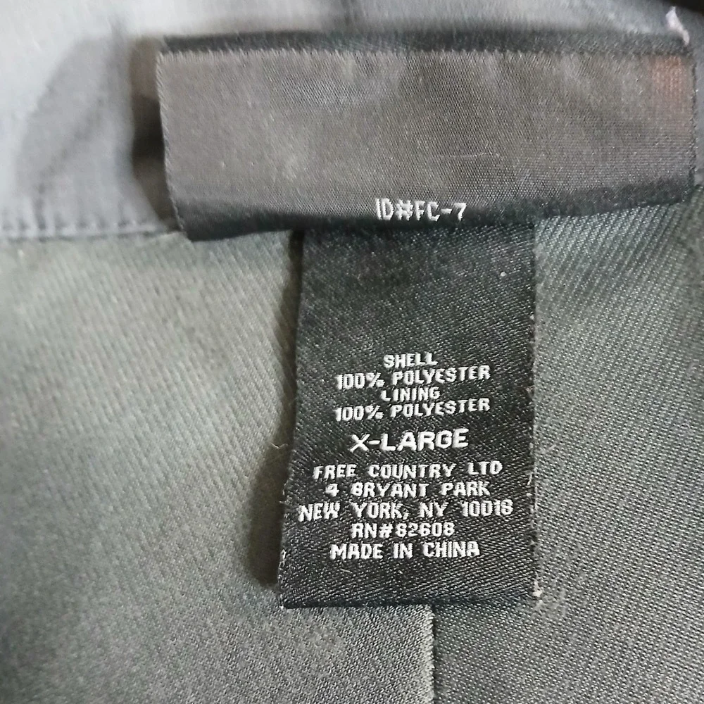 Free Country Mens Full Zip Jacket Light Gray Dark Gray Size XL‎